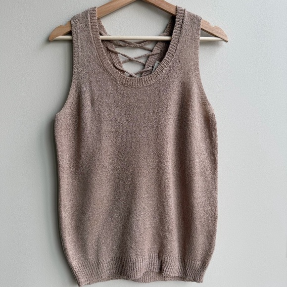 MINE Knitted Tank Top Lace Up Back - Picture 1 of 12
